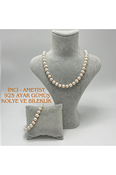 YILDIZ DOĞAL TAŞ Sertifikalı Gerçek İnci Hematit 925 Ayar Gümüş Kolye ve Bile...