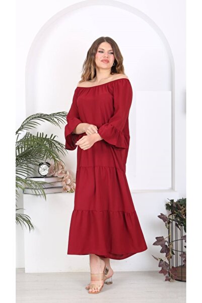 Butik Nilyam Γυναικείο φόρεμα Jessica 24032 με κολάρο Madonna με κλιμακωτό πλισέ