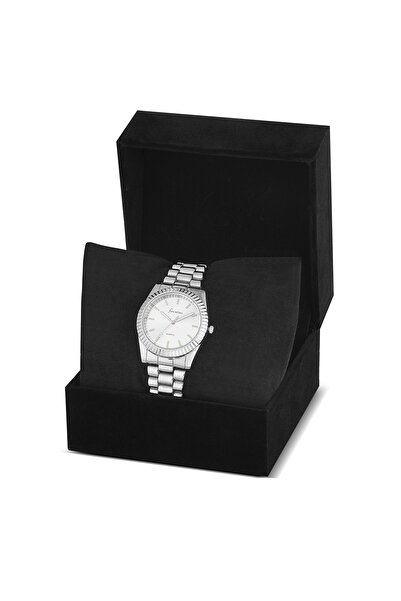 Forentina Özel Kadife Kutulu Gri Metal Erkek Kol Saati PS3457