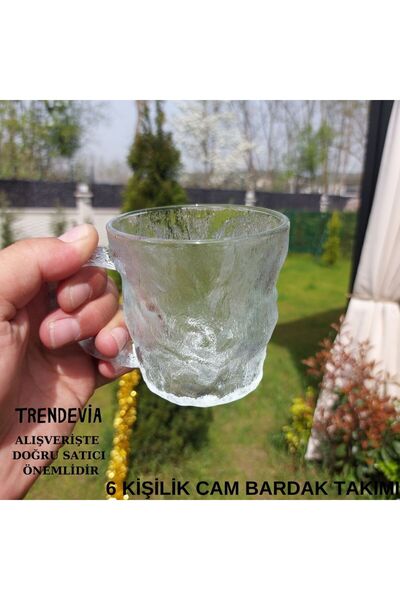 Janset 6 kişilik Buz Görünümlü Cam Bardak Seti