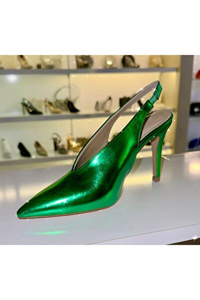 purple shoes Metalik Arkası Açık Stiletto