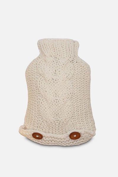 Kırlent Sepeti Cream Knitted Wool Hot Water Bag