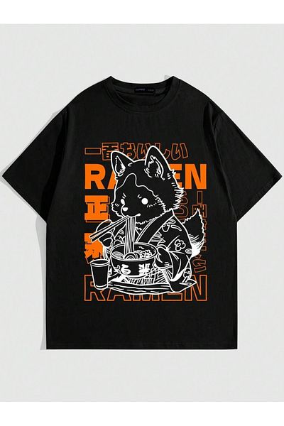 wicromed Μπλουζάκι Ramen Fox Printed Unisex Oversize