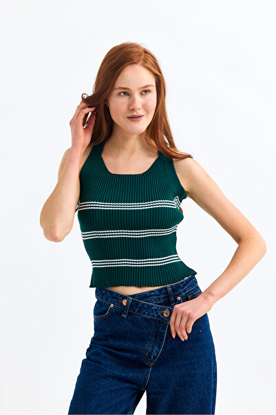 ÇILDIR ÖRME PLETENA PRUGASTA MAJICA BEZ RUKAVA