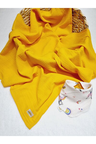 Yada Baby بطانية ملفوفة من الموسلين بطبقتين مصنوعة من القطن العضوي بنسبة 100%...