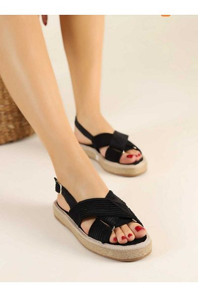 Pine Cone Velvet Cross Strap Sandals