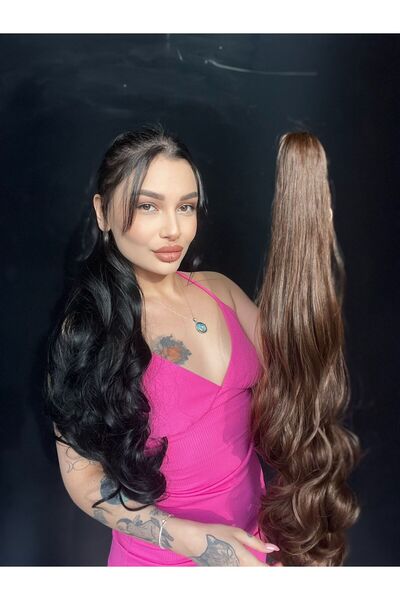 Suzan Peruk 80 cm Ekstra Uzun At kuyruğu Tokalı Postiş Koyu Kumral