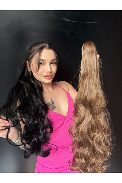 Suzan Peruk 80 cm Ekstra Uzun At kuyruğu Tokalı Postişaçık kumral