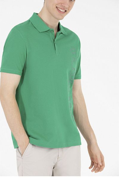 U.S. Polo Assn. Ανδρικό μπλουζάκι με πράσινο πόλο με λαιμόκοψη