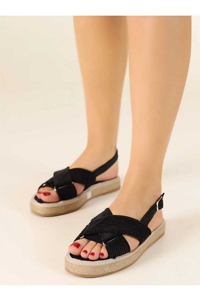 Pine Cone Velvet Cross Strap Sandals