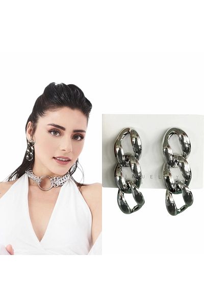 Only Vogue 2 Years Warranty Certificated Sıla Turkoğlu Chain Detailed Earrings