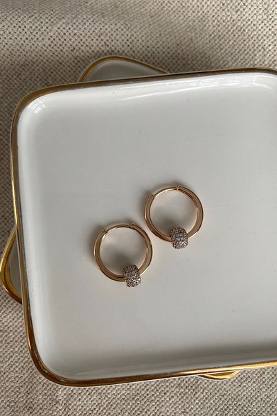 fuya design Ring Transition Steel Earrings with Zircon Stones on the Hoop