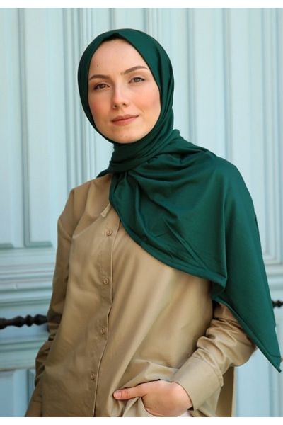 FRESCO SCARFS Hijab Hijab χτενισμένο βαμβακερό σάλι σμαραγδί