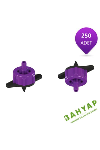 Bahyap Drip Irrigation Dripper Pressure Adjustable Purple Dripper 2 Lt/h - 250 Pieces