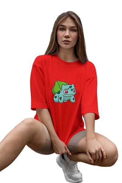 Fanze Balbasaur Pokemon Printed Oversize T-Shirt zrn4800