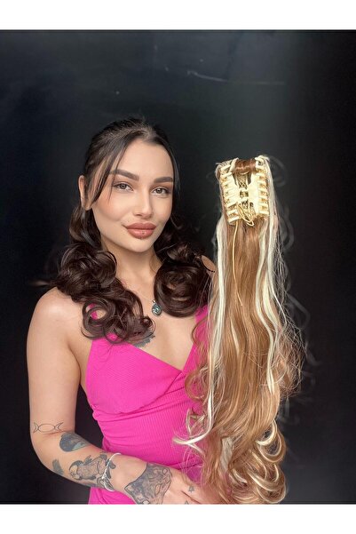 Suzan Peruk Καραμέλα Κίτρινη Πόρπη με κούμπωμα 55 cm - Κυματιστή και Ατμούμενη