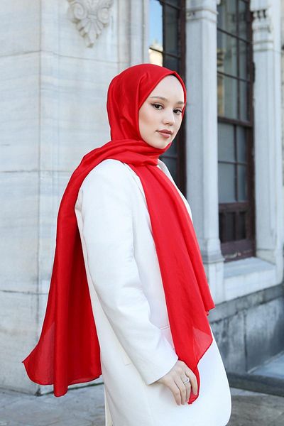 Hint İpek Single Color Voile Shawl Red Voilev01-10