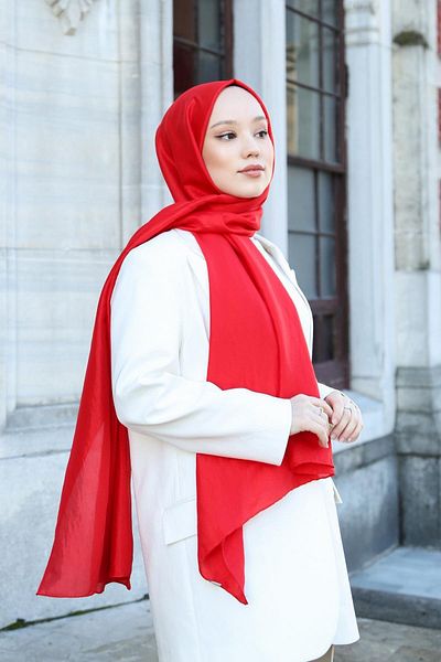 Hint İpek Single Color Voile Shawl Red Voilev01-10