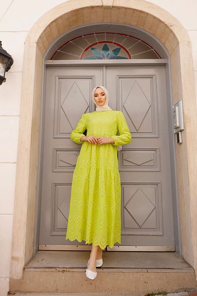 benguen 1073 Rochie verde cu dantela