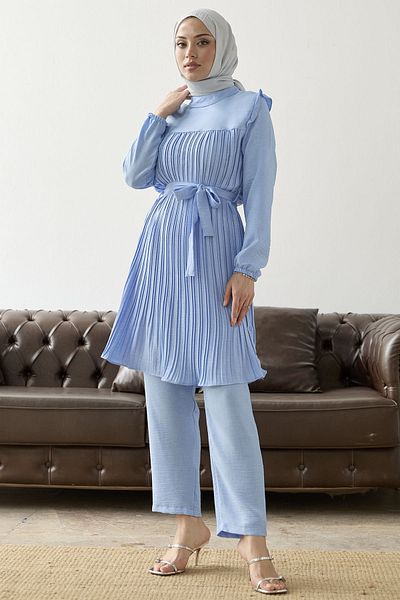 InStyle Set de detaliu cu volane plisate în față - Baby Blue