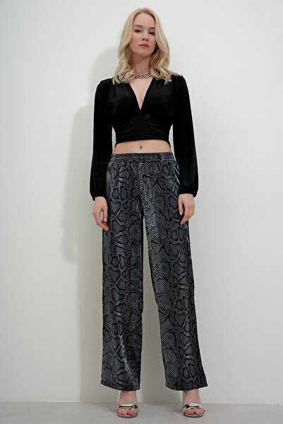 HAKKE Saten Desenli Palazzo PANTOLON