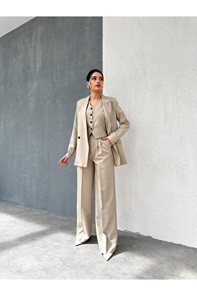 ESRAHELVACI Visone Striped Triple Classic Set