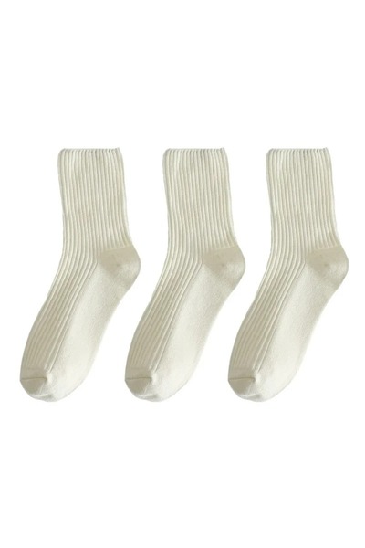 çorapmanya 3 Çift Kadın Koton Çok Renkli Rahat Lastiksiz Çorap