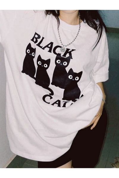 Gofeel Μπλουζάκι Black Cat Oversize Unisex