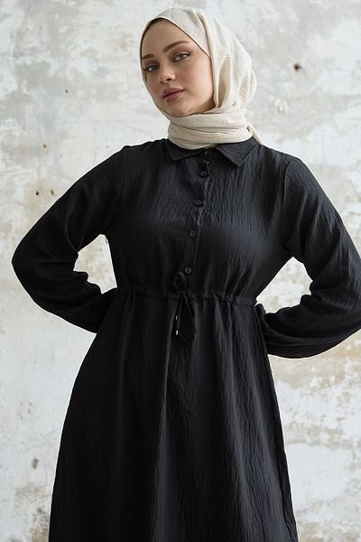 InStyle Self Striped Monaco Dress - Black