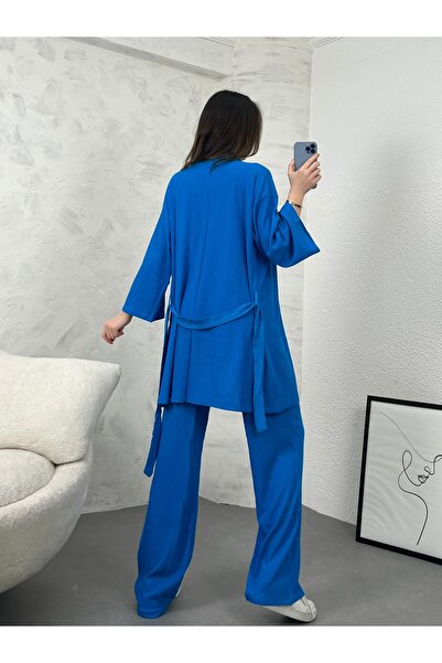 modavingo SET CARDIGAN DUBLU ALBASTRU damă 