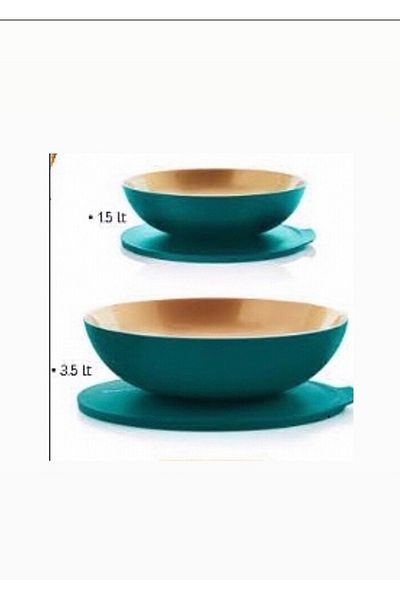 Tupperware ALLEGRA BOWL WATER GREEN-GOLD 1.5LT