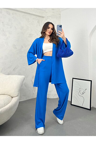 modavingo SET CARDIGAN DUBLU ALBASTRU damă 