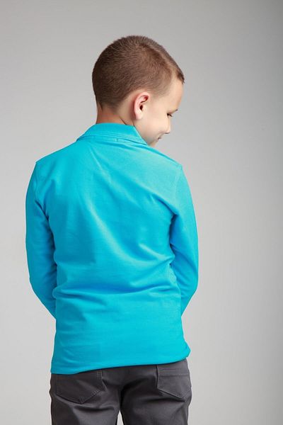 Haba Tricou cu mânecă lungă pentru școală cu gât polo