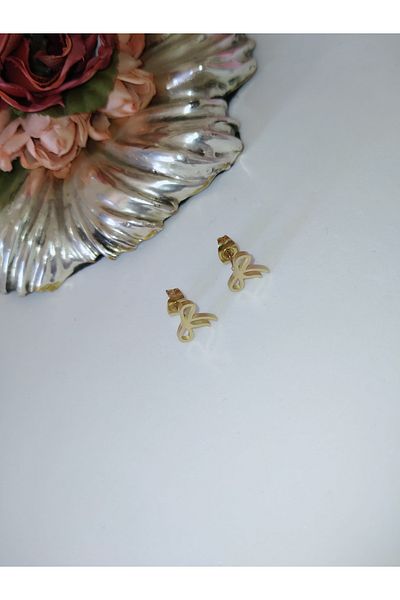 MİRAKSESUAR Minimal Steel Kupe with Gold Bow Figure