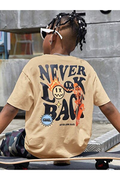 MORNİNG KİDS Tricou cu imprimeu Bej Never Look Back Back pentru băiat