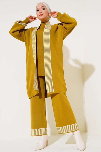 Lavanta Tekstil Corded Knitwear Triple Hijab Set