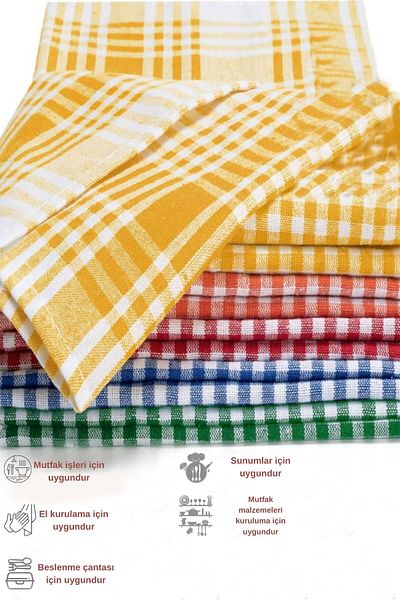 Mislina Home Șervețele de serviciu germane din 5 bucăți Blue Gingham - prosop de bucătărie și pânză de prânz 47x67cm