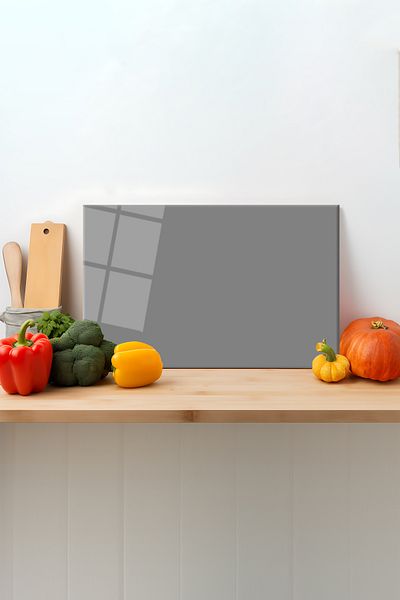 Rosyvien Gray Glass Cutting Board, Silicone Legs, Presentation Cutting Chopping Plate, Tempered and Rodated