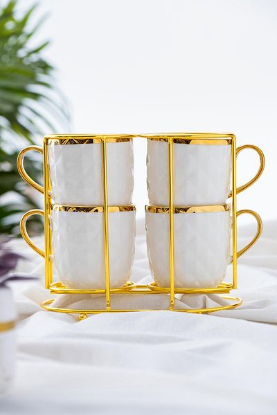 ACAR Porcelain Mug for 4 People with Sapphire Stand - High Quality