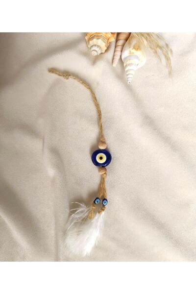 Hd Marketim Nazar Boncuk Kuş Tüylü Dikiz Ayna Süsü Kötü Göz Kovucu Araba Süsü