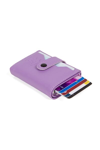 Newish Women's Lilac Vegan Leather Card Holder and Wallet with Paper Money Compartment