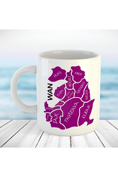 ZERYA Porcelain Designed Wan Map Mug Cup - Van Cup