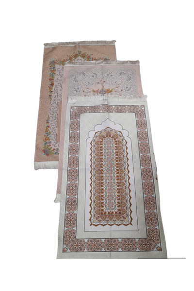 hüseyin ceran Covor de rugăciune de lux brodat din satin 3 bucăți
