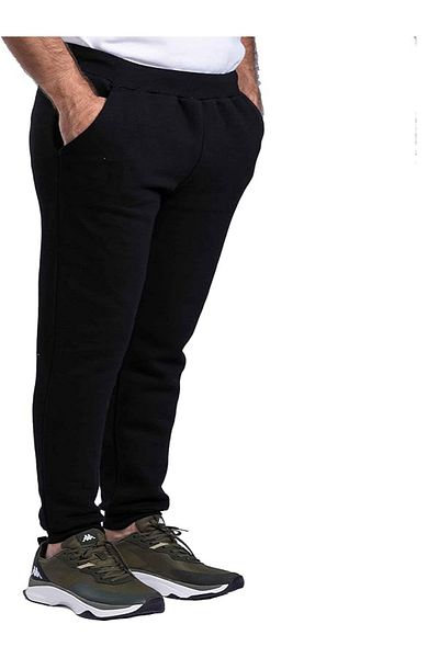 FUNSTYLE Μαύρο καλοκαιρινό αθλητικό παντελόνι Plus Size - Casual Cut, Λαστιχένια πόδια, 2 κλωστές
