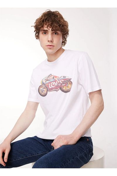Levi's Levis Levis Crew Neck Printed White Men's T-Shirt A2082-0171