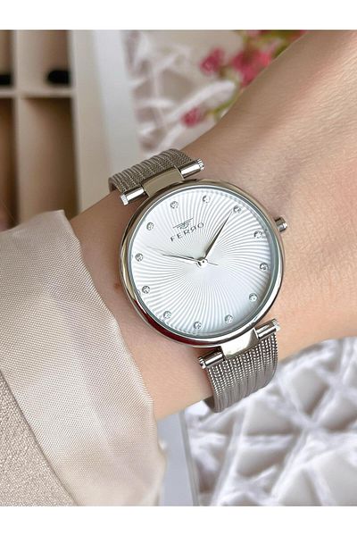 FERRO Silver Straw Cord Colorfast 30 Meters Water Resistant Special Design Women's Wristwatch 2822