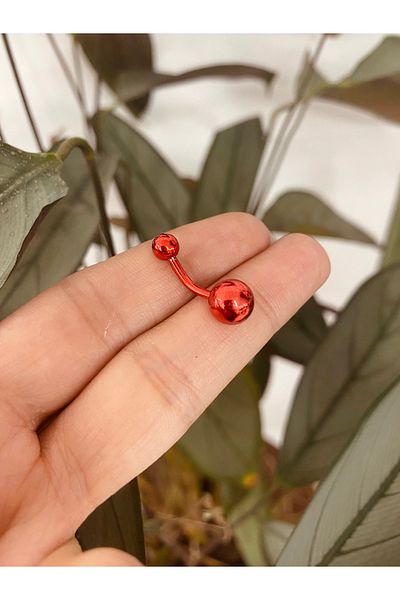 Karınca Piercing Red Flat Stone Free Navel Piercing