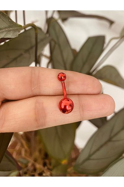 Karınca Piercing Red Flat Stone Free Navel Piercing