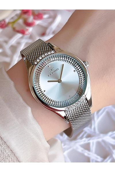 FERRO Silver Straw Cord Colorfast 30 Meters Water Resistant Special Design Women's Wristwatch 21319