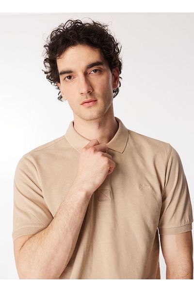 Lee Cooper Μπεζ ανδρικό μπλουζάκι πόλο - 242 LCM 242025 TWINS K. BEIGE